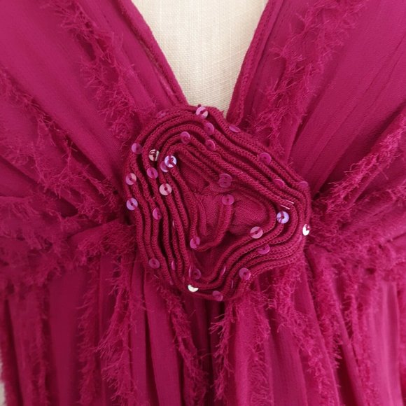 Newport News Pink Dress Size 8 EUC Sheer Gauze Overlay - Picture 5 of 11